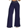 thumbnail image 1 of UAMVSH Wide Leg Pants for Women Palazzo Baggy Summer Beach Flared Pants Trendy Cross Criss High Waist Ladies Flowy Pants (Large,Dark Blue), 1 of 6
