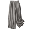 thumbnail image 1 of UAMVSH Wide Leg Pants for Women Palazzo Lightweight Cotton Linen Slacks with Pockets Trendy Elastic Waist Embroidered Beach Pants(Large,Gray), 1 of 7
