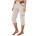 thumbnail image 1 of UAMVSH Women Capri Pants for Summer Soft Hiking Outdoor Athletic Cargo Capris with Pockets Loose Fit High Waist Stretch Travel Cropped Pants(X-Large,Beige), 1 of 6