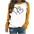 thumbnail image 1 of UAMVSH Women Casual Long Sleeve Sweatshirts Cute Valentine's Day Heart Graphic Pullover Tops Fashionable Color Block Fall Outfits(X-Large,Yellow), 1 of 5
