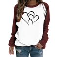 thumbnail image 1 of UAMVSH Women Casual Long Sleeve Sweatshirts Cute Valentine's Day Heart Graphic Pullover Tops Fashionable Color Block Fall Outfits(XX-Large,Coffee), 1 of 5