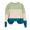 thumbnail image 1 of UAMVSH Women Casual Long Sleeve Sweatshirts Soft Crew Neck Color Block Pullover Tops Oversized Printed Basic Fall Outfits(Small,Green), 1 of 3