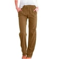 thumbnail image 1 of UAMVSH Women's Cotton Linen Pants Casual Elastic High Waist Drawstring Pants Loose Straight Leg Lounge Trousers with Pockets, 1 of 6