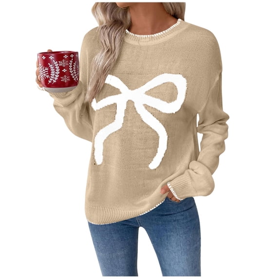 UAMVSH Valentine Sweaters for Women Cute Print Long Sleeve Graphic Tops Casual Soft Crewneck Knit Pullover Festival Outfits