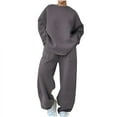 thumbnail image 1 of UAMVSH Women Fleece Lined 2 Piece Outfits Plus Size Winter Warm Long Sleeve Sweatshirts and Baggy Pants with Pockets Oversized Lounge Sets(3X-Large,Gray), 1 of 5