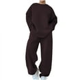 thumbnail image 1 of UAMVSH Women Fleece Lined 2 Piece Outfits Plus Size Winter Warm Long Sleeve Sweatshirts and Baggy Pants with Pockets Oversized Lounge Sets(5X-Large,Coffee), 1 of 5