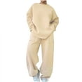 thumbnail image 1 of UAMVSH Women Fleece Lined 2 Piece Outfits Plus Size Winter Warm Long Sleeve Sweatshirts and Baggy Pants with Pockets Oversized Lounge Sets(X-Large,Khaki), 1 of 5