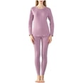 thumbnail image 1 of UAMVSH Women Fleece Lined Thermal Lounge Outfits Long Sleeve Layering 2 Piece Sets with Tight Pants Warm Winter Sherpa Underwear Sets(Large,Purple), 1 of 6