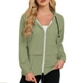 thumbnail image 1 of UAMVSH Women Lightweight Long Sleeve Hooded Jackets Outdoor Hiking Workout Zipper Outerwear with Pockets Fall Hoodie Outfits(Large,Army Green), 1 of 7