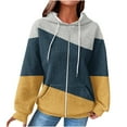 thumbnail image 1 of UAMVSH Women Long Sleeve Hoodie with Pockets Fashionable Color Block Hooded Coat Soft Full Zipper Drawstring Sweatshirt Jackets(X-Large,Yellow), 1 of 5