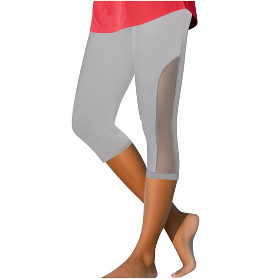 UAMVSH Women Mesh Leggings Yoga Pants Casual Skinny Stretchy Capri Pants Lightweight Summer Slimming Workout Cropped Pants