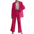 thumbnail image 1 of UAMVSH Women Oversized Blazers Sets Loose Fit Notch Collar Dressy 2 Piece Outfits with Pockets Long Sleeve Work Business Pantsuits(LargeHot Pink), 1 of 7