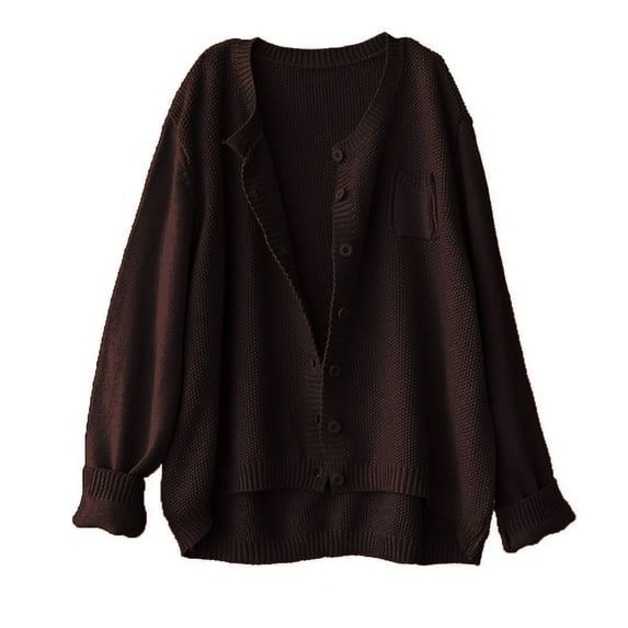 UAMVSH Women Oversized Loose Fit Long Sleeve Sweaters Fashion Button down Casual Sweaters Cardigan Knitted Fall Tops with Pockets(X-Large,Coffee)
