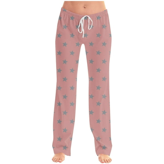 UAMVSH Women Pajama Pants for Summer Fall Classic Graphic Printed Ladies Sleep Pants Wide Leg Drawstring Lounge Pants with Pockets