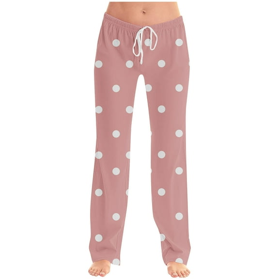 UAMVSH Women Pajama Pants for Summer Fall Classic Graphic Printed Ladies Sleep Pants Wide Leg Drawstring Lounge Pants with Pockets