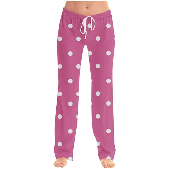 UAMVSH Women Pajama Pants for Summer Fall Classic Graphic Printed Ladies Sleep Pants Wide Leg Drawstring Lounge Pants with Pockets