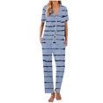 thumbnail image 1 of UAMVSH Women Pajamas Set Notch Collar Soft Sleepwear Pjs Short Sleeve Button down Nightwear with Long Pants, 1 of 5