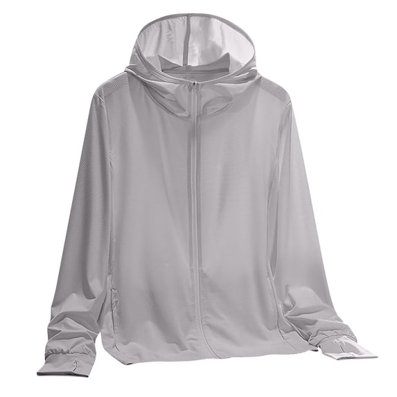 UAMVSH Women Plus Size Hooded Jackets Lightweight UPF 50+ Sun Protection Athletic Hoodie with Pockets Summer Fall Outfits(Medium,Gray)
