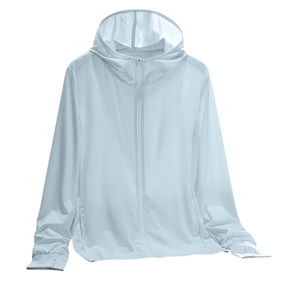 UAMVSH Women Plus Size Hooded Jackets Lightweight UPF 50+ Sun Protection Athletic Hoodie with Pockets Summer Fall Outfits(XX-Large,Blue)