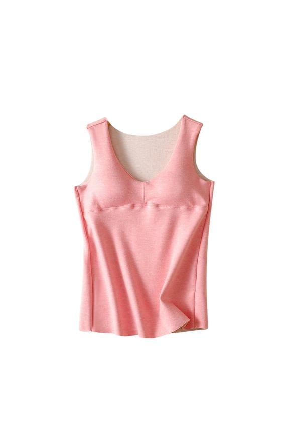 Women Sleeveless Thermal Tank Top for Cold Weather Underwear Top Warm Camisole Base Layer Vest with Removable Chest