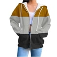 thumbnail image 1 of UAMVSH Women Trendy Printed Hoodie Jackets with Pockets Classic Fall Long Sleeve Drawstring Hooded Coats Loose Fit Full Zipper Outerwear(X-Large,Yellow 3), 1 of 5