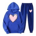 thumbnail image 1 of UAMVSH Women Valentine's Day Hoodie Outfits Sets with Pockets Trendy Heart Graphic Long Sleeve Hooded Sweatshirts and Jogger Pants(XX-LargeBlue 1), 1 of 5