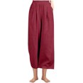 thumbnail image 1 of UAMVSH Women Wide Leg Cotton Linen Pants Casual Summer Lightweight Beach Pants with Pockets Baggy High Waist Palazzo Flowy Pants, 1 of 5