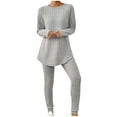 thumbnail image 1 of UAMVSH Women's 2 Piece Lounge Set Casual Curved Hem Long Sleeve Tops and Pants Matching Sets Fall Winter Clothes Two Piece Outfits, 1 of 7