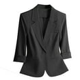thumbnail image 1 of UAMVSH Women's Blazers Fall 3/4 Sleeve Lightweight Slim Fit Dressy Jackets Elegant Casual Business Work Outerwear with Pockets(X-Large,Black), 1 of 6