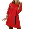 thumbnail image 1 of UAMVSH Women's Casual Cowl Neck Long Sleeve Hoodie Plus Size Dress Hooded Sweatshirts with Pockets Soft Zipper High-Low Pullover Tops(Small,Red), 1 of 7