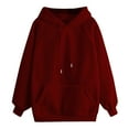 thumbnail image 1 of UAMVSH Women's Casual Long Sleeve Hoodies Fall Winter Outfits Drawstring Solid Basic Pullover Sweatshirts, 1 of 6