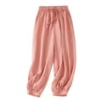 thumbnail image 1 of UAMVSH Women's Cotton Linen Pants Comfy Drawstring Elastic Waist Baggy Pants Trendy Loose Casual Beach Travel Trousers, 1 of 6