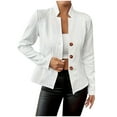 thumbnail image 1 of UAMVSH Women's Cropped Office Jackets Dressy Stand Collar Business Work Casual Coats Elegant Button up Outerwear with Button(X-Large,White), 1 of 7