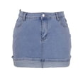 thumbnail image 1 of UAMVSH Women's Denim Mini Skirt Casual Stretchy Jean Skirts Button Mid Waist Short Skirts with Pockets for Club Party, 1 of 7