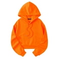thumbnail image 1 of UAMVSH Women's Drawstring Cropped Hoodie Casual Plain Pullover Oversized Long Sleeve Drop Shoulder Athletic Sweatshirts(Large,Orange), 1 of 6