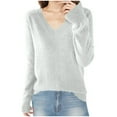 thumbnail image 1 of UAMVSH Women's Fall Sweater Soft Lightweight Knitted Pullover Tops Casual Cozy V-Neck Long Sleeve Sweaters Basic Warm Sweaters(Small,Gray), 1 of 3