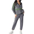 thumbnail image 1 of UAMVSH Women's Fashion Tracksuit Sets Printed Full Zipper Hoodie Tops and Lightweight Casual Straight Leg Pants Party Clubwear(3X-LargeGray), 1 of 6