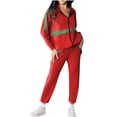 thumbnail image 1 of UAMVSH Women's Fashion Tracksuit Sets Printed Full Zipper Hoodie Tops and Lightweight Casual Straight Leg Pants Party Clubwear(X-LargeRed), 1 of 6