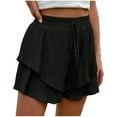 thumbnail image 1 of UAMVSH Women's Flowy Shorts Drawstring Casual Ruffle Layered Shorts High Waisted Wide Leg Boho Summer Shorts Vacation Outfit, 1 of 7