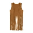 thumbnail image 1 of UAMVSH Women's Fringe Vests 70s Vintage Sleeveless Western Cardigan Trendy Suede Tassel Open Front Waistcoats Outfits(Small,Brown), 1 of 7