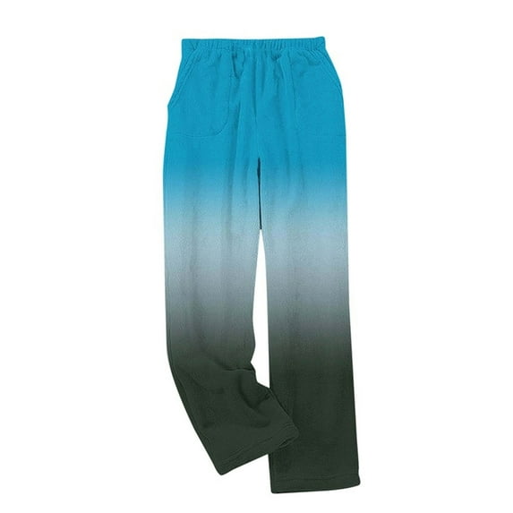 UAMVSH Women's Fuzzy Pajama Pants Gradient Warm Cozy Pj Bottoms Soft Flannel Fleece Thermal Wide Leg Sleepwear with Pockets