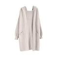 thumbnail image 1 of UAMVSH Women's Long Hooded Cardigans Casual Loose Fit Open Front Kimono Sweater Cover Ups Long Sleeve Hoodie Dusters with Pockets(Free Size,Beige), 1 of 3