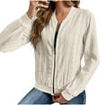 thumbnail image 1 of UAMVSH Women's Long Sleeve Sweatshirt Jackets Casual Full Zipper Lightweight Coats Trendy Eyelet Vacation Work Outwear(XX-Large,Beige), 1 of 3