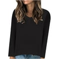 thumbnail image 1 of UAMVSH Women's Long Sleeve V-Neck Sweaters Classic Fall Lightweight Pullover Tops Soft Solid Color Casual Sweaters Ladies Outfits(XX-Large,Black), 1 of 6
