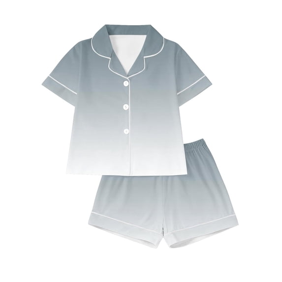 UAMVSH Women's Pajama Sets 2 Piece Outfits Gradient Button Down Shirts and Shorts Set Casual Lapel T-Shirts Loungewear