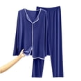 thumbnail image 1 of UAMVSH Women's Pajama Sets Trendy Long Sleeve Solid Pullover Sleepwear Nightwear Soft Pjs Lounge Sets, 1 of 7