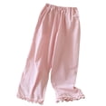 thumbnail image 1 of UAMVSH Women's Plaid Pajama Pants Cute Ruffled Elastic Waist Lounge Pants Lightweight Casual Soft Cotton Pj Bottoms with Pockets, 1 of 6