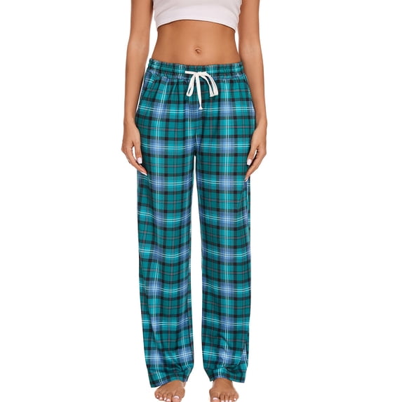 UAMVSH Women's Plaid Pants Drawstring Casual Trendy Wide Leg Pants Comfy Mid Waist Workout Lounge Pants with Pockets
