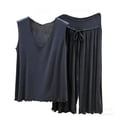 thumbnail image 1 of UAMVSH Women's Plus Size Pajama Sets 2 Piece Ruffle Lounge Set V Neck Tank Top with Capri Pants Pjs Set Soft Nightwear, 1 of 5