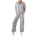 thumbnail image 1 of UAMVSH Women's Plus Size V-Neck Tops and Wide Leg Pants Two Piece Sets Long Sleeve Sweatshirt Tracksuits Lounge Outfits with Pockets(5X-LargeGray 1), 1 of 6
